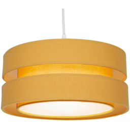 Happy Homewares 3 Tier Ochre Linen Fabric Pendant Shade - Size: 17 x 35 x 35cm - Yellow - Wilko - thumbnail 4