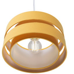 Happy Homewares 3 Tier Ochre Linen Fabric Pendant Shade - Size: 17 x 35 x 35cm - Yellow - Wilko - thumbnail 6
