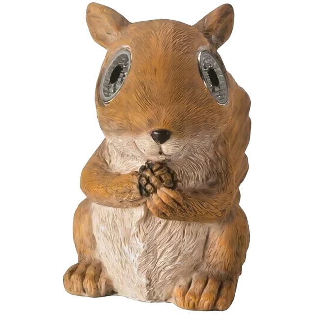 Garden Mile Squirrel Solar LED Garden Ornament - Size: 12 x 9 x 9cm - Brown - Wilko - image 1