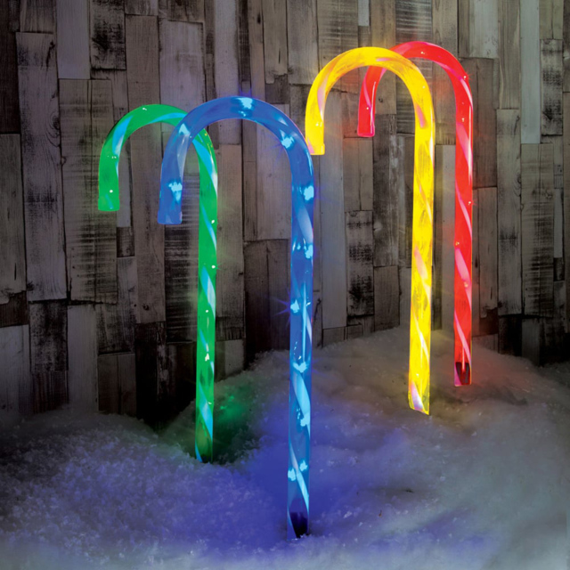 The Christmas Workshop 4 Pack 40 LED Multicolour Candy Cane Stick Garden Stake Light - Wilko - image 1
