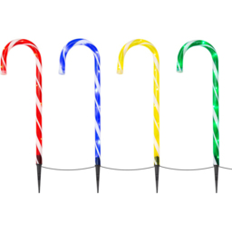 The Christmas Workshop 4 Pack 40 LED Multicolour Candy Cane Stick Garden Stake Light - Wilko - thumbnail 3