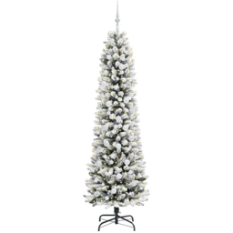 vidaXL Pre-Lit Warm White LED and White Baubles White Artificial Christmas Tree with Stand 6.8ft - Wilko - thumbnail 1
