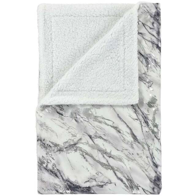 Velosso Grey Marble Sherpa Throw 100 x 150cm - Size: 100 x 150 x 1cm - Wilko - image 1