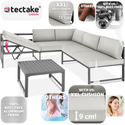 tectake Faro 5 Seater Grey Reclining Garden Sofa Set - Wilko - thumbnail 4