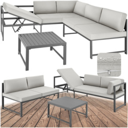 tectake Faro 5 Seater Grey Reclining Garden Sofa Set - Wilko - thumbnail 3