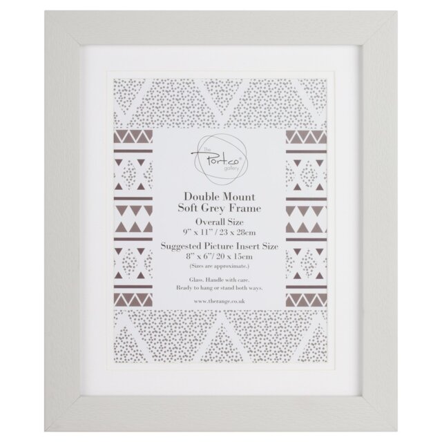 The Port. Co Gallery Soft Grey Double Mounted Photo Frame 8 x 6 inch - Size: A5 - Wilko - image 1