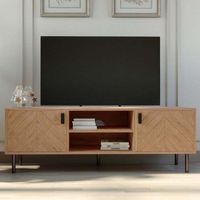 Seconique Leon 2 Door 2 Shelf Medium Oak Effect TV Unit - Brown - Wilko - image 1