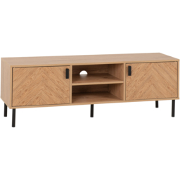 Seconique Leon 2 Door 2 Shelf Medium Oak Effect TV Unit - Brown - Wilko - thumbnail 3