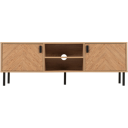 Seconique Leon 2 Door 2 Shelf Medium Oak Effect TV Unit - Brown - Wilko - thumbnail 4