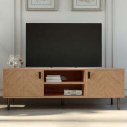 Seconique Leon 2 Door 2 Shelf Medium Oak Effect TV Unit - Brown - Wilko - thumbnail 1
