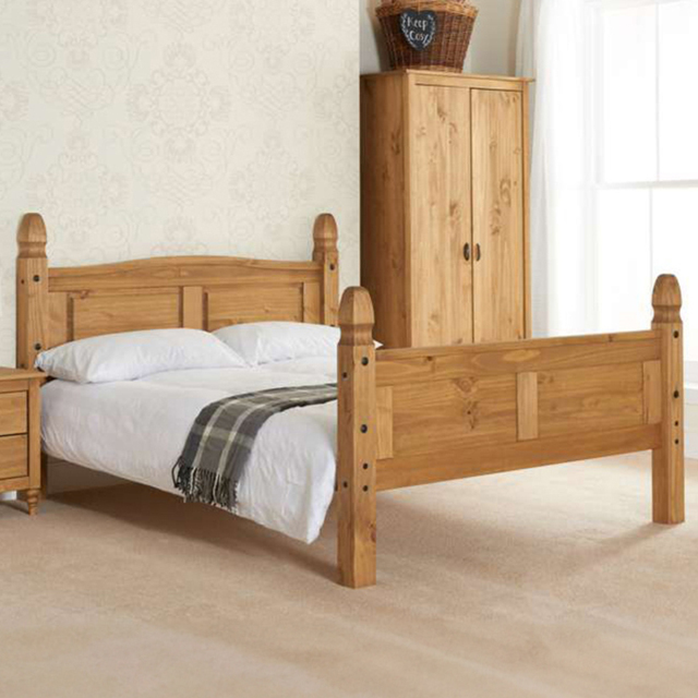 Corona King Size Natural Wax High End Bed Frame - Brown - Birlea - Wilko - image 1