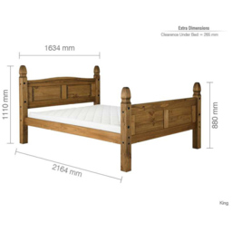 Corona King Size Natural Wax High End Bed Frame - Brown - Birlea - Wilko - thumbnail 5