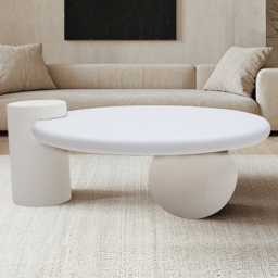 IH Design Udaipur White Abstract Coffee Table - Size: 40 x 105 x 90cm - Wilko