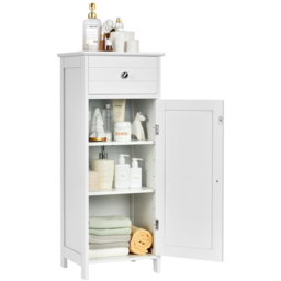 Costway Single Door Single Drawer White Storage Cabinet - Size: 96 x 38 x 12cm - Wilko - thumbnail 4