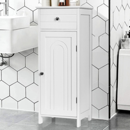 Costway Single Door Single Drawer White Storage Cabinet - Size: 96 x 38 x 12cm - Wilko - thumbnail 1