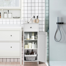 Costway Single Door Single Drawer White Storage Cabinet - Size: 96 x 38 x 12cm - Wilko - thumbnail 5