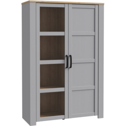 Florence Bohol 2 Door Grey Riviera Oak Display Cabinet - Size: 42 x 106 x 160cm - Wilko - thumbnail 3