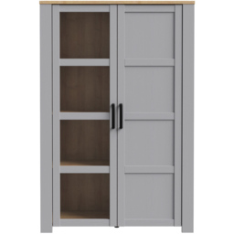 Florence Bohol 2 Door Grey Riviera Oak Display Cabinet - Size: 42 x 106 x 160cm - Wilko - thumbnail 4