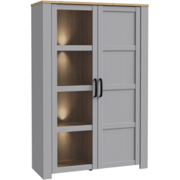 Florence Bohol 2 Door Grey Riviera Oak Display Cabinet - Size: 42 x 106 x 160cm - Wilko - thumbnail 6