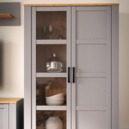 Florence Bohol 2 Door Grey Riviera Oak Display Cabinet - Size: 42 x 106 x 160cm - Wilko - thumbnail 7