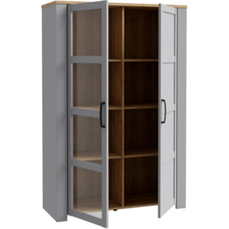 Florence Bohol 2 Door Grey Riviera Oak Display Cabinet - Size: 42 x 106 x 160cm - Wilko - thumbnail 5