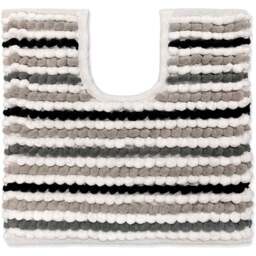 Allure Bath Fashions California Monochrome Striped Chunky Bobble Pedestal Toilet Mat 50 x 50cm - Grey - Wilko
