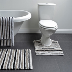 Allure Bath Fashions California Monochrome Striped Chunky Bobble Pedestal Toilet Mat 50 x 50cm - Grey - Wilko - thumbnail 3