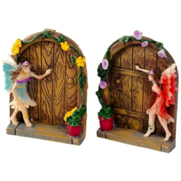 Marco Paul Wall Mounted Fairy Doors Garden Ornament 2 Pack - Size: 30 x 20 x 10cm - Brown - Wilko - thumbnail 1