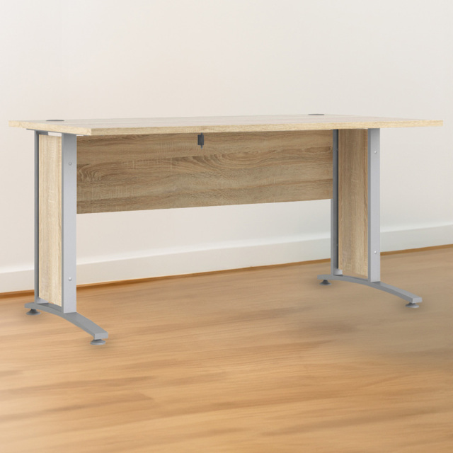 Florence Wooden and Steel 150cm Desk Oak and Silver Grey - Size: 80.1 x 150.1 x 75.2cm - Furniture to Go - Wilko - image 1