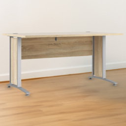 Florence Wooden and Steel 150cm Desk Oak and Silver Grey - Size: 80.1 x 150.1 x 75.2cm - Furniture to Go - Wilko