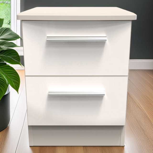 Crowndale Knightsbridge 2 Drawer Kashmir Gloss Compact Bedside Cabinet Ready Assembled - Kashmir Gloss & Kashmir - Wilko - image 1