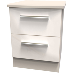 Crowndale Knightsbridge 2 Drawer Kashmir Gloss Compact Bedside Cabinet Ready Assembled - Kashmir Gloss & Kashmir - Wilko - thumbnail 4