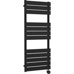nuie Matt Black Electric Flat Panel Towel Rail 1213 x 500mm - Size: 12.13 x 5 x 0.3cm - Wilko