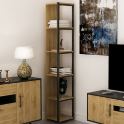 Decorotika Texas 5 Shelf Oud and Black Bookshelf - Size: 180 x 30 x 30cm - Multi - Wilko