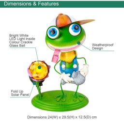 GardenKraft Metal Frog with LED Solar Light - Size: 25.5 x 12.5 x 31cm - Multi - Wilko - thumbnail 7