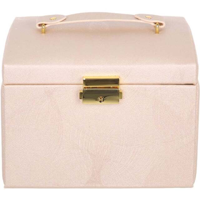 H&O Direct 2 Drawer Pink Faux Leather Jewellery Box - Size: 12 x 17.5 x 13.5cm - Wilko - image 1