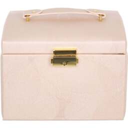 H&O Direct 2 Drawer Pink Faux Leather Jewellery Box - Size: 12 x 17.5 x 13.5cm - Wilko - thumbnail 1