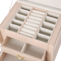 H&O Direct 2 Drawer Pink Faux Leather Jewellery Box - Size: 12 x 17.5 x 13.5cm - Wilko - thumbnail 4