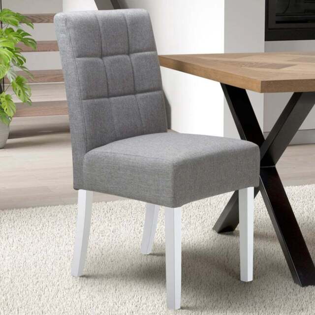 Moseley Set of 2 Grey and White Linen Effect Silver Dining Chair - Wilko - image 1