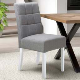 Moseley Set of 2 Grey and White Linen Effect Silver Dining Chair - Wilko