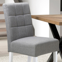 Moseley Set of 2 Grey and White Linen Effect Silver Dining Chair - Wilko - thumbnail 3