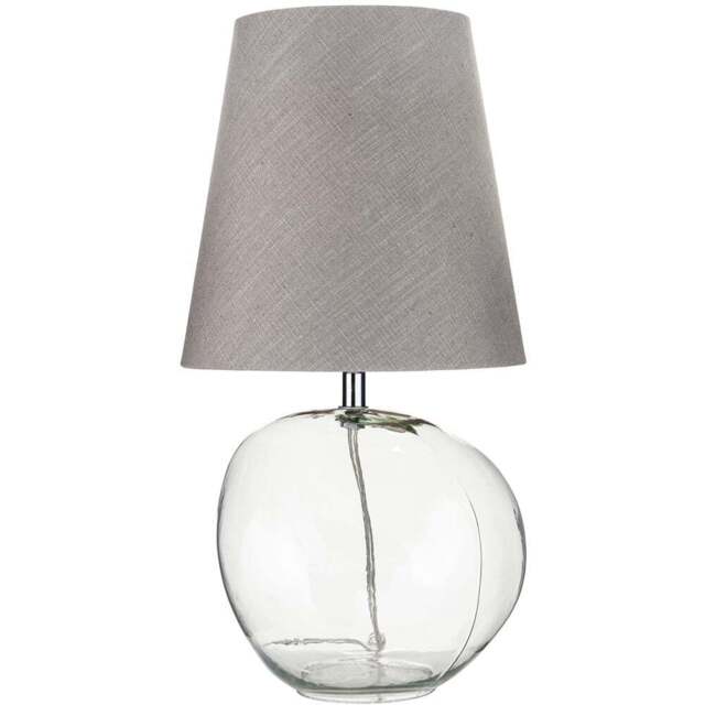 Pacific Lifestyle Hallie Grey Fabric Shade Clear Glass Table Lamp - Size: 43 x 22 x 22cm - Wilko - image 1