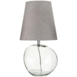 Pacific Lifestyle Hallie Grey Fabric Shade Clear Glass Table Lamp - Size: 43 x 22 x 22cm - Wilko - thumbnail 1