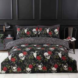 Rapport Home Skulls and Roses Double Multicolour Microfibre Duvet Set - Wilko - thumbnail 1