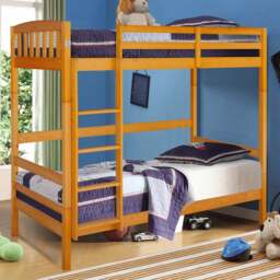 Comfy Living Caramel Detachable Wooden Bunk Bed - Size: Single - Brown - Wilko