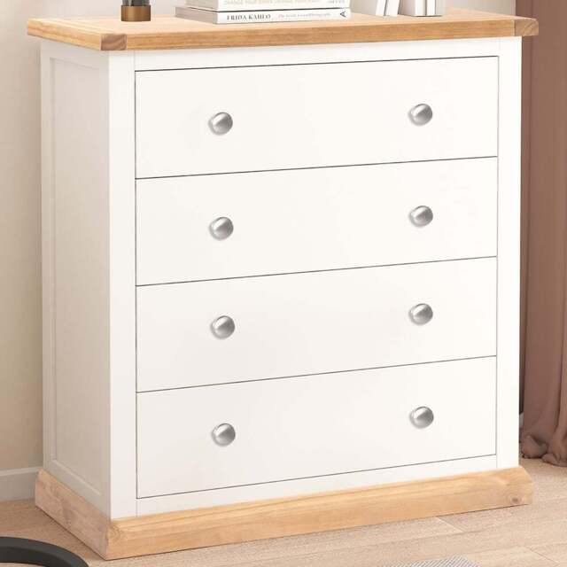 Trevi 4 Drawer Off White Chest of Drawers with Chrome Knobs - Wilko - image 1