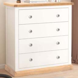 Trevi 4 Drawer Off White Chest of Drawers with Chrome Knobs - Wilko