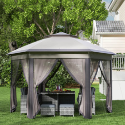 Outsunny 4 x 4m Beige Hexagon Marquee Patio Gazebo with Sides - Cream - Wilko - thumbnail 4