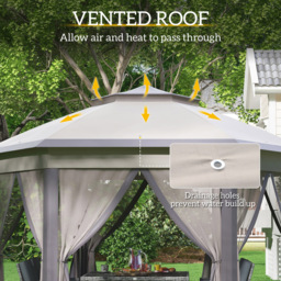 Outsunny 4 x 4m Beige Hexagon Marquee Patio Gazebo with Sides - Cream - Wilko - thumbnail 7