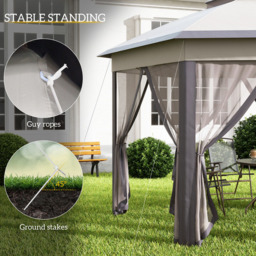 Outsunny 4 x 4m Beige Hexagon Marquee Patio Gazebo with Sides - Cream - Wilko - thumbnail 6